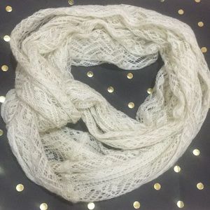 White crochet infinity scarf